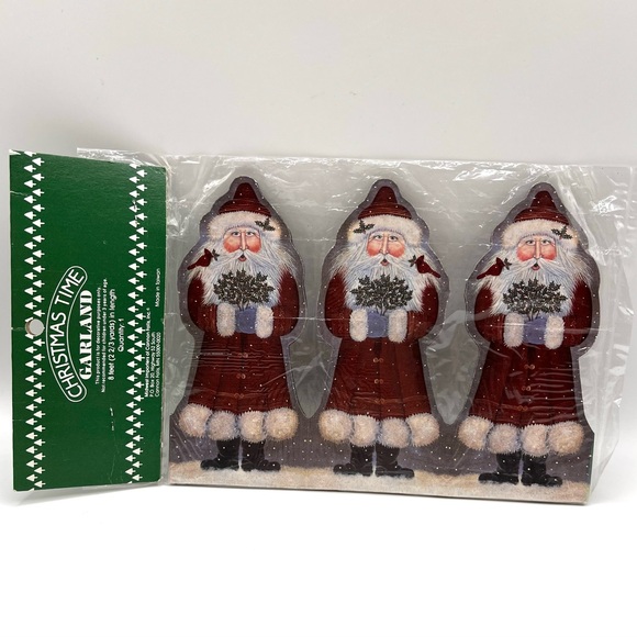 VTG Midwest of Cannon Falls Christmas Time Paper Decorative Garland Santa Claus - Picture 1 of 5